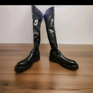 NINE WEST WOMEN Riding BOOTS Sz 6 M  black Tall Round